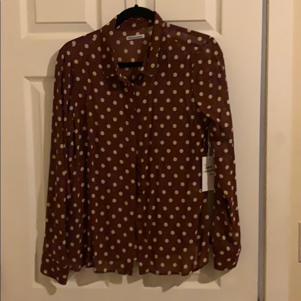 Reformation polka dot button up